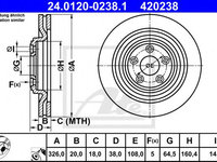 Disc frana JAGUAR S-TYPE (CCX) (1999 - 2009) ATE 24.0120-0238.1