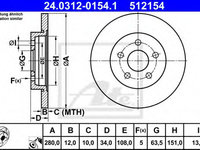 Disc frana JAGUAR X-TYPE (CF1) (2001 - 2009) ATE 24.0312-0154.1