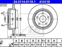 Disc frana JEEP GRAND CHEROKEE II (WJ, WG) (1998 - 2005) ATE 24.0114-0118.1 piesa NOUA