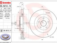 Disc frana JEEP GRAND CHEROKEE III (WH, WK) (2005 - 2010) BREMBO 09.N212.11 piesa NOUA