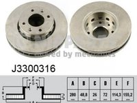 Disc frana KIA CARENS II FJ NIPPARTS J3300316