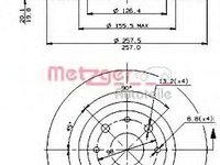 Disc frana LANCIA DEDRA (835), LANCIA DELTA Mk II (836), ALFA ROMEO 145 (930) - METZGER 24499 E