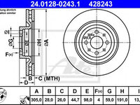 Disc frana LANCIA DELTA III (844) (2008 - 2014) ATE 24.0128-0243.1 piesa NOUA