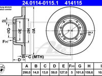 Disc frana LAND ROVER DEFENDER Station Wagon (LD) (1990 - 2016) ATE 24.0114-0115.1