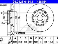 Disc frana LAND ROVER DISCOVERY SPORT (LC) (2014 - 2016) ATE 24.0128-0154.1 piesa NOUA