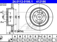 Disc frana LAND ROVER FREELANDER 2 (LF_, FA_) (2006 - 2014) ATE 24.0112-0186.1