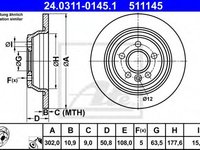 Disc frana LAND ROVER RANGE ROVER EVOQUE (LV) (2011 - 2016) ATE 24.0311-0145.1 piesa NOUA