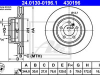 Disc frana LAND ROVER RANGE ROVER III (LM) (2002 - 2012) ATE 24.0130-0196.1 piesa NOUA