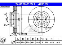 Disc frana Lexus Es, 06.2012-, Auris, 10.2012-, Mirai, 10.2014-, Prius Plus, 05.2011-, Rav 4 4, 12.2012-, ATE