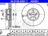 Disc frana LEXUS GS (GRS19, UZS19, URS19, GWS19) (2005 - 2011) ATE 24.0130-0201.1 piesa NOUA