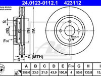 Disc frana MAZDA 2 (DE) (2007 - 2015) ATE 24.0123-0112.1