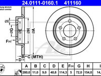 Disc frana MAZDA 5 (CR19) (2005 - 2020) ATE 24.0111-0160.1