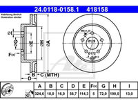 Disc frana Mazda Cx-7, 06.2006-12.2014, Cx-9, 01.2007-2016, ATE