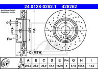 Disc frana Mercedes A-Class, 06.2012-2018, B-Class, 10.2011-2019, Cla, 01.2015-2019, Klasa Gla, 12.2013-, ATE