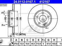 Disc frana MERCEDES-BENZ A-CLASS (W169) (2004 - 2012) ATE 24.0112-0167.1