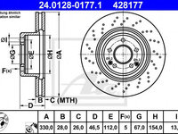 Disc frana MERCEDES-BENZ C-CLASS T-Model (S203) (2001 - 2007) ATE 24.0128-0177.1