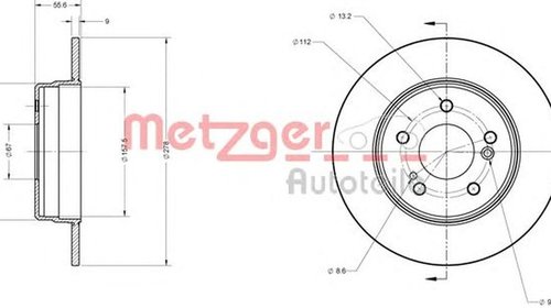 Disc frana MERCEDES-BENZ CLK C209 METZGER 611