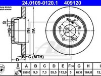 Disc frana MERCEDES-BENZ COUPE (C124), MERCEDES-BENZ limuzina (W124), MERCEDES-BENZ 190 limuzina (W201) - ATE 24.0109-0120.1