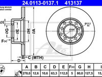 Disc frana MERCEDES-BENZ limuzina (W123) (1976 - 1985) ATE 24.0113-0137.1