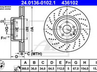 Disc frana MERCEDES-BENZ S-CLASS cupe (C216) (2006 - 2013) ATE 24.0136-0102.1