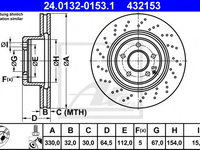 Disc frana MERCEDES-BENZ SL (R230) (2001 - 2012) ATE 24.0132-0153.1