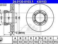 Disc frana MERCEDES-BENZ VARIO platou sasiu ATE 24013001031