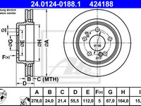 Disc frana MERCEDES C-CLASS (W202) (1993 - 2000) ATE 24.0124-0188.1 piesa NOUA