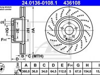 Disc frana MERCEDES C-CLASS (W205) (2013 - 2016) ATE 24.0136-0108.1 piesa NOUA