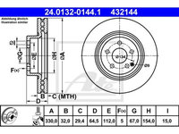 Disc frana Mercedes Cls, 10.2004-02.2011, Clasa E, 03.2002-03.2009, Glk-Class, 06.2008-, Clasa E, 03.2003-07.2009, ATE