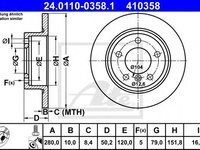 Disc frana MINI MINI COUNTRYMAN (R60) (2010 - 2016) ATE 24.0110-0358.1 piesa NOUA