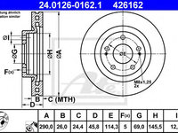 Disc frana MITSUBISHI GRANDIS (NA) (2003 - 2016) ATE 24.0126-0162.1 piesa NOUA