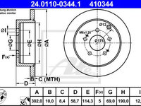 Disc frana MITSUBISHI GRANDIS (NA) (2003 - 2016) ATE 24.0110-0344.1 piesa NOUA