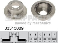 Disc frana MITSUBISHI L 400 / SPACE GEAR bus (PD_W, PC_W, PA_V, PB_V, PA_W) (1994 - 2007) NIPPARTS J3315009