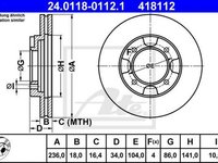 Disc frana MITSUBISHI LANCER IV C6 A C7 A ATE 24011801121