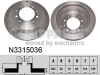 Disc frana MITSUBISHI OUTLANDER III (GF, GG, ZJ) (2012 - 2016) NIPPARTS N3315036 piesa NOUA