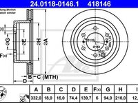 Disc frana MITSUBISHI PAJERO IV (V8_W, V9_W) (2006 - 2016) ATE 24.0118-0146.1 piesa NOUA