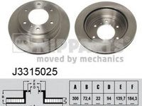 Disc frana MITSUBISHI PAJERO/SHOGUN IV (V8_W, V9_W) (2006 - 2016) NIPPARTS J3315025