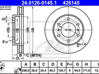 Disc frana MITSUBISHI PAJERO/SHOGUN (V90, V80, V8_V) (2006 - 2020) ATE 24.0126-0145.1