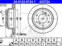 Disc frana MITSUBISHI PAJERO/SHOGUN (V90, V80, V8_V) (2006 - 2016) ATE 24.0122-0724.1