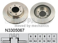 Disc frana N3305067 NIPPARTS pentru Mitsubishi Montero Mitsubishi Pajero Mitsubishi Pajeroshogun Mitsubishi Shogun