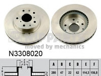 Disc frana N3308020 NIPPARTS pentru Suzuki S-cross 2013 2014 2015 2016 2017 2018 2019 2020 2021 2022 2023 2024