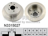 Disc frana N3315027 NIPPARTS pentru Mitsubishi Grandis Mitsubishi Space