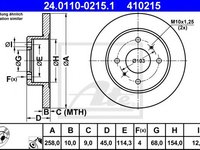 Disc frana NISSAN ALMERA II (N16) (2000 - 2016) ATE 24.0110-0215.1 piesa NOUA