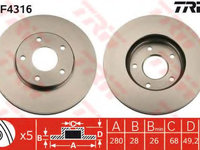 Disc frana NISSAN ALMERA TINO (V10) (2000 - 2016) TRW DF4316