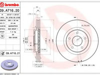 Disc frana NISSAN JUKE (F15) (2010 - 2016) BREMBO 09.A716.21 piesa NOUA