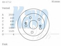 Disc frana NISSAN LIBERTY (M10, NM10), NISSAN BLUEBIRD (T72 , T12), NISSAN BLUEBIRD limuzina (U11) - KAVO PARTS BR-6712