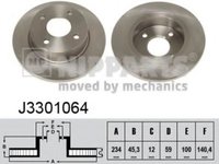 Disc frana NISSAN MICRA II (K11) (1992 - 2003) NIPPARTS J3301064 piesa NOUA