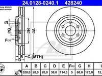 Disc frana NISSAN NAVARA (D22), NISSAN ARMADA (R51), NISSAN CAMIONES / FRONTIER (D40) - ATE 24.0128-0240.1