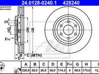 Disc frana NISSAN NAVARA (D40) (2004 - 2020) ATE 24.0128-0240.1