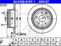 Disc frana NISSAN NV200 caroserie (2010 - 2016) ATE 24.0109-0157.1